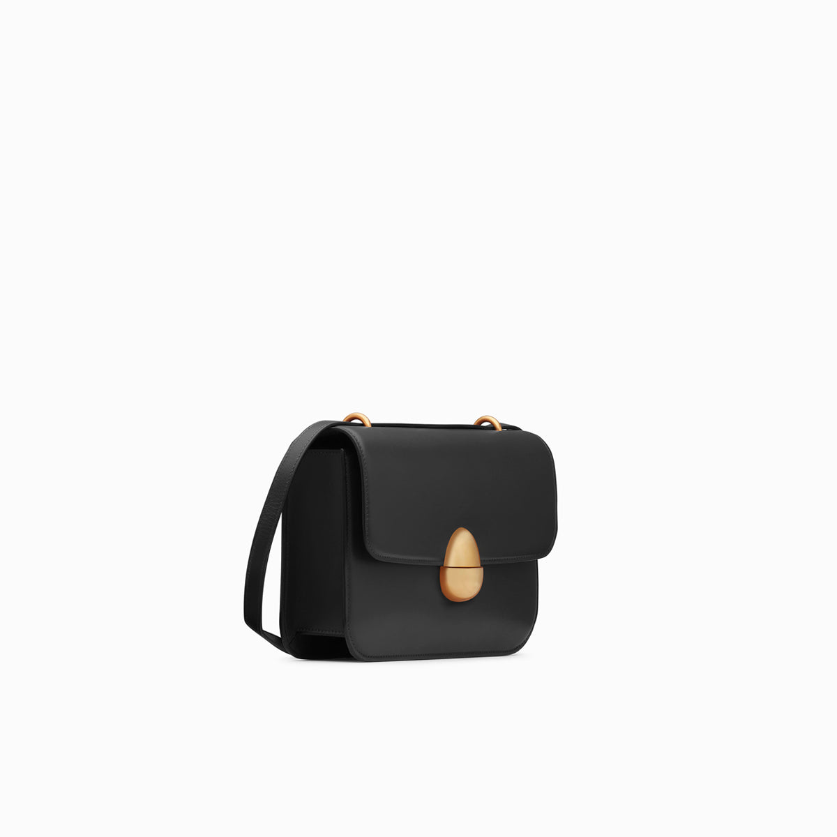 Neous Phoenix Box Leather Shoulder Bag in Black